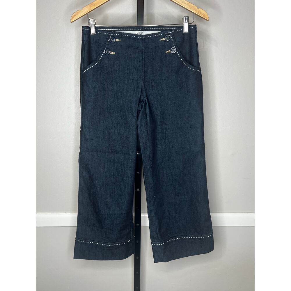 Vintage Caché Denim Sailor Pants Size 2 High Rise Wide Leg Dark Wash NWT